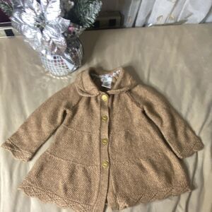 Max Studio Knit Cardigan Sweater Brown 18M Button Front Long Sleeve Collared